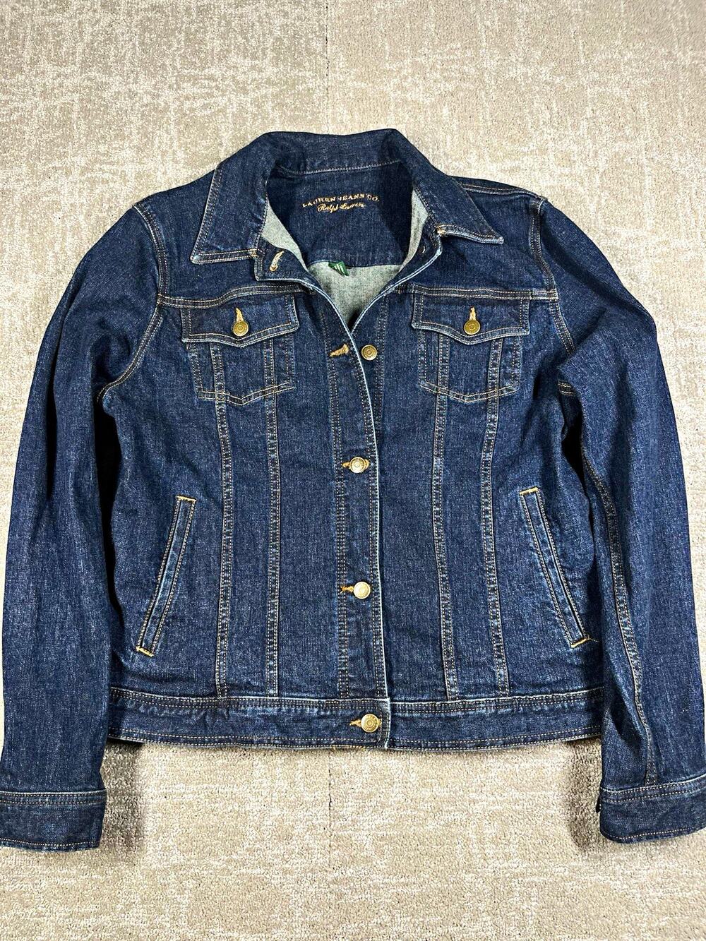 Lauren Jeans Co. Ralph Lauren Trucker Women’s Blue Button Front Denim Jacket XL